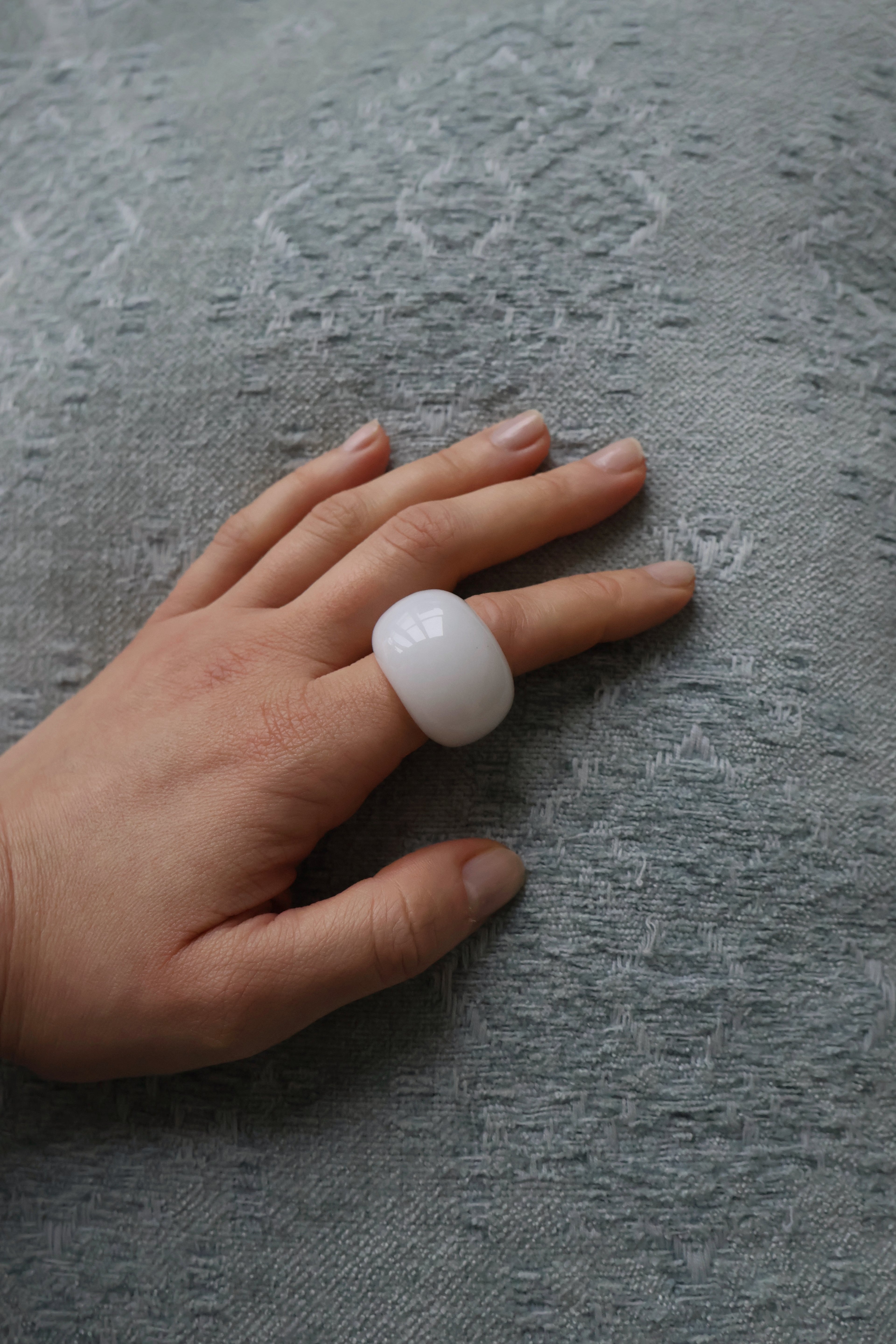 Forma Stone Ring in White Jade